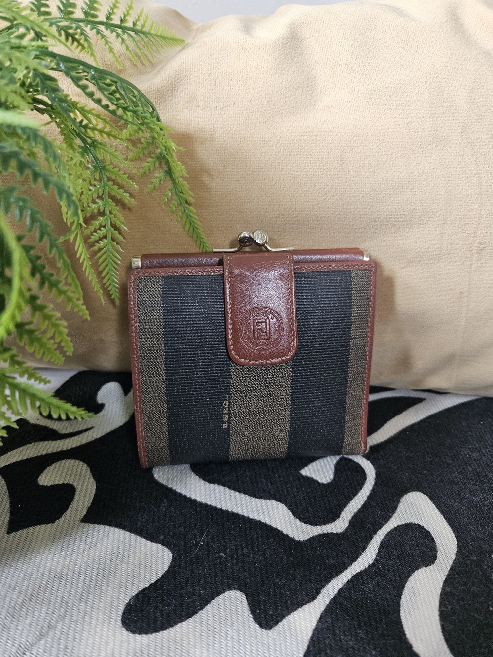 Fendi Vintage Bifold Wallet, Leather Trim & Coun Compartment